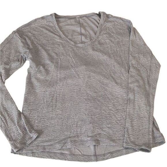Lululemon Gray‎ Round Neck Thumb Holes Long Sleeves Running Pullover Top Size M - Picture 3 of 9